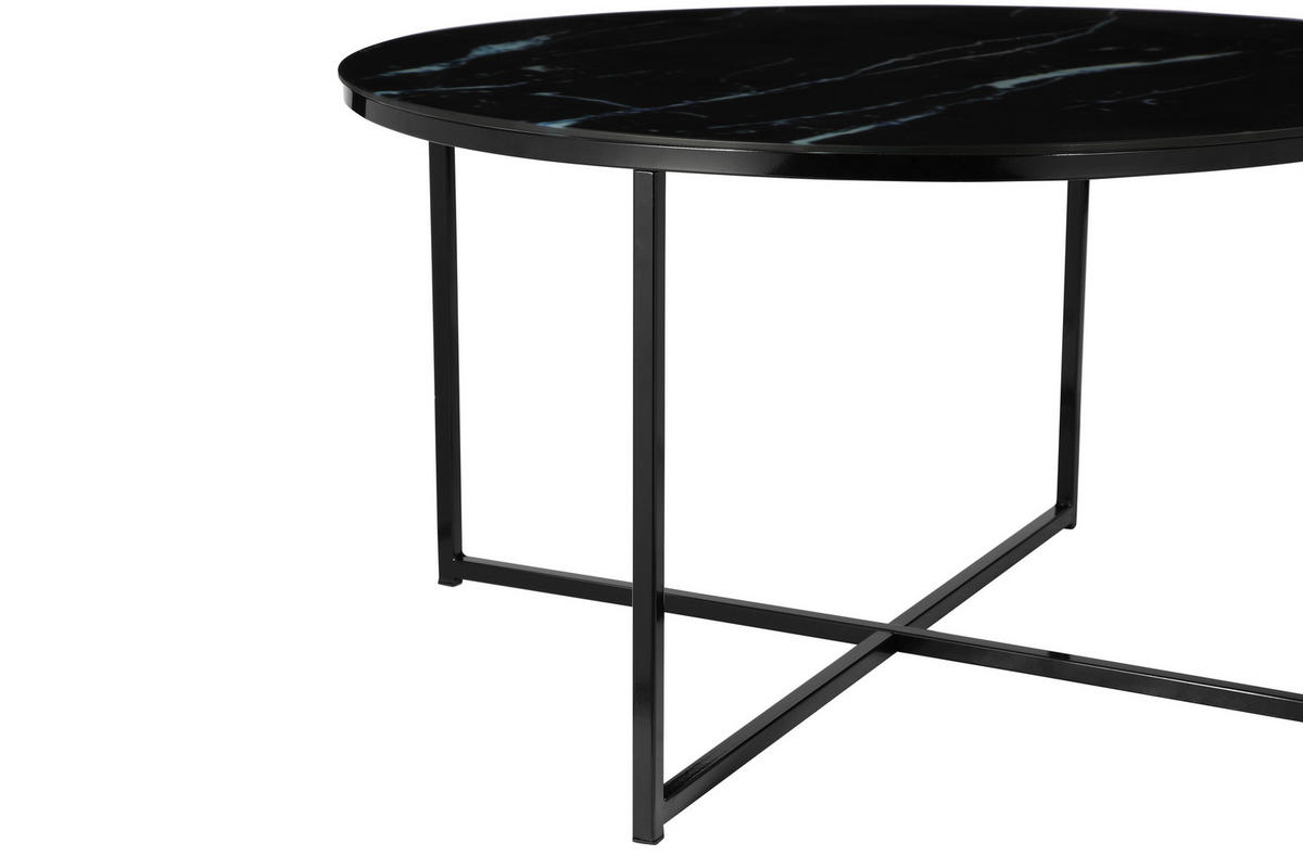 COUCHTISCH 80/80/45 cm rund Schwarz  - Schwarz, Design, Glas/Metall (80/80/45cm) - Livetastic