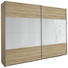 SCHWEBETÜRENSCHRANK 2 -türig Eichefarben, Weiß - Eichefarben/Alufarben, Design, Glas/Holzwerkstoff (271/210/62cm) - CARRYHOME