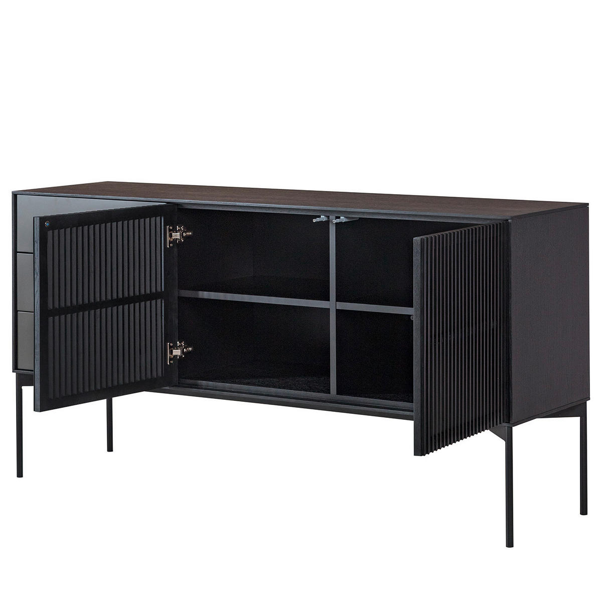 SIDEBOARD antracit, svart  160/82/45 cm  - svart/antracit, Design, metall/trämaterial (160/82/45cm) - home24