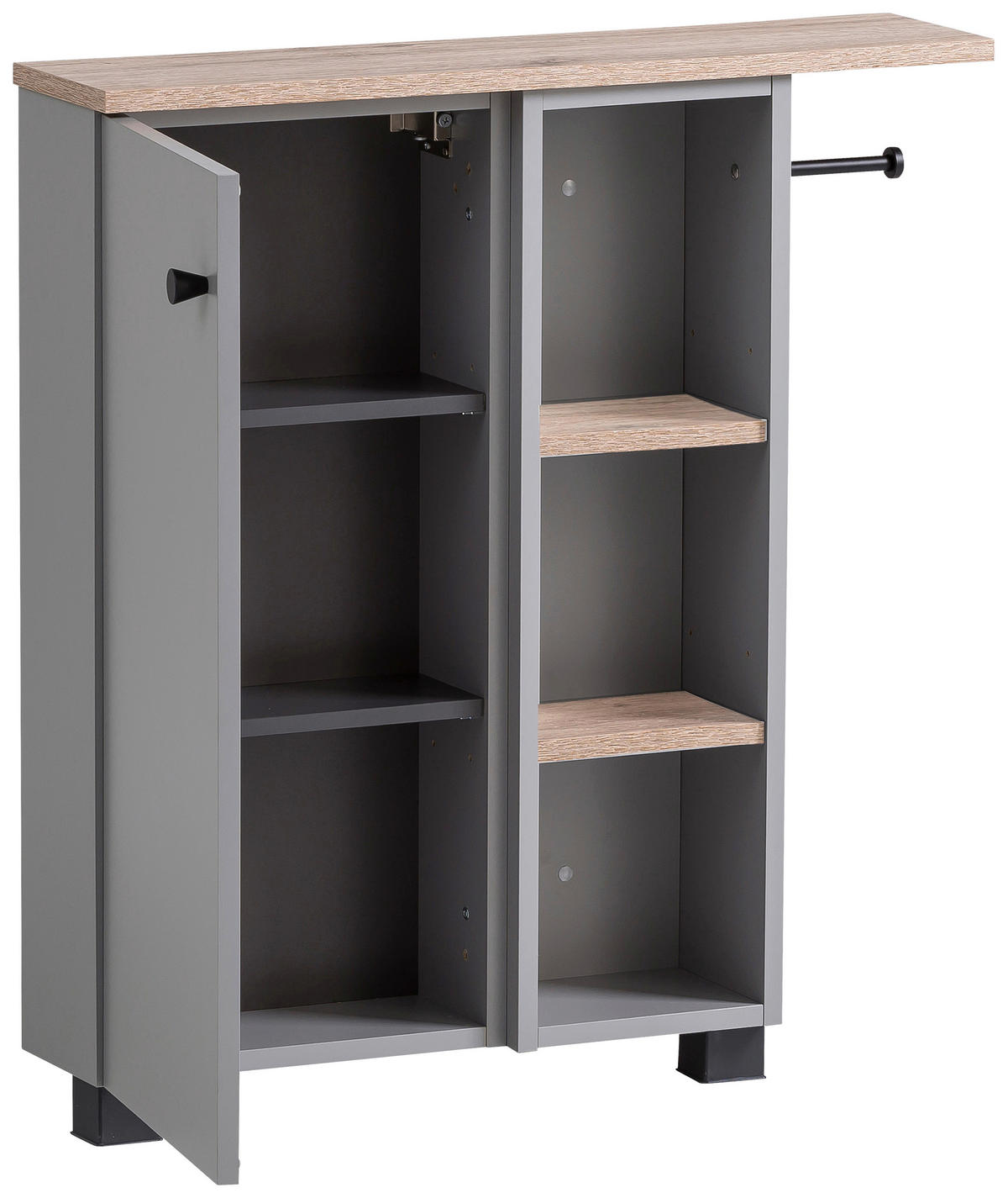 UNTERSCHRANK 70,7/77/17 cm   - Wildeiche/Schwarz, MODERN, Holzwerkstoff/Kunststoff (70,7/77/17cm) - MID.YOU