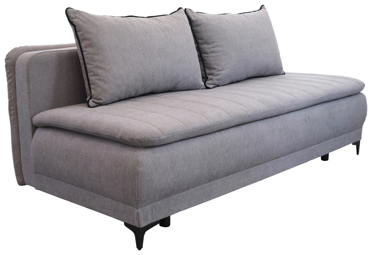 SCHLAFSOFA MOLISS  mit Liegefunktion Flachgewebe Grau  - Schwarz/Grau, Basics, Textil/Metall (202/98/78cm) - Livetastic