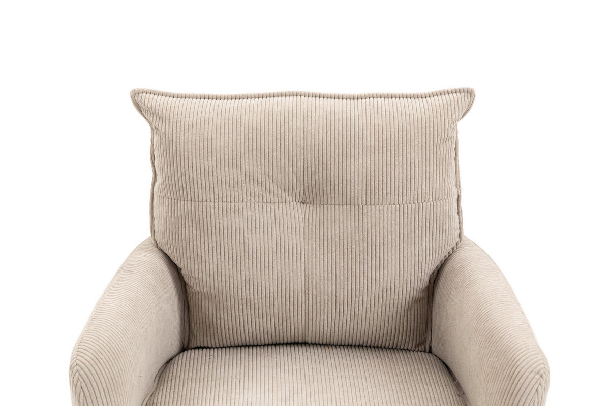 BARHOCKER Cord Beige, Creme, Schwarz Eisen Sitzfläche 360° drehbar, Stoffauswahl, inklusive Armlehnen  - Beige/Creme, Design, Textil/Metall (54/98-120/58cm) - Novel