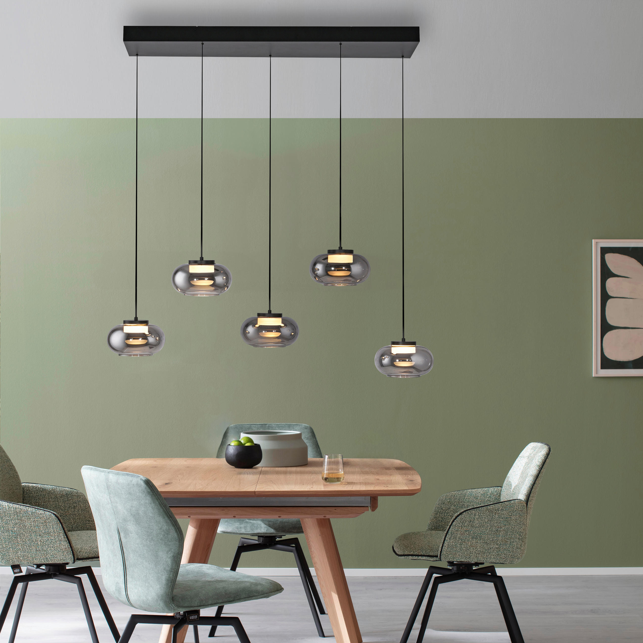 LED-PENDELLEUCHTE 110/36/120 cm  - Schwarz, Design, Kunststoff/Metall (110/36/120cm) - Schöner Wohnen