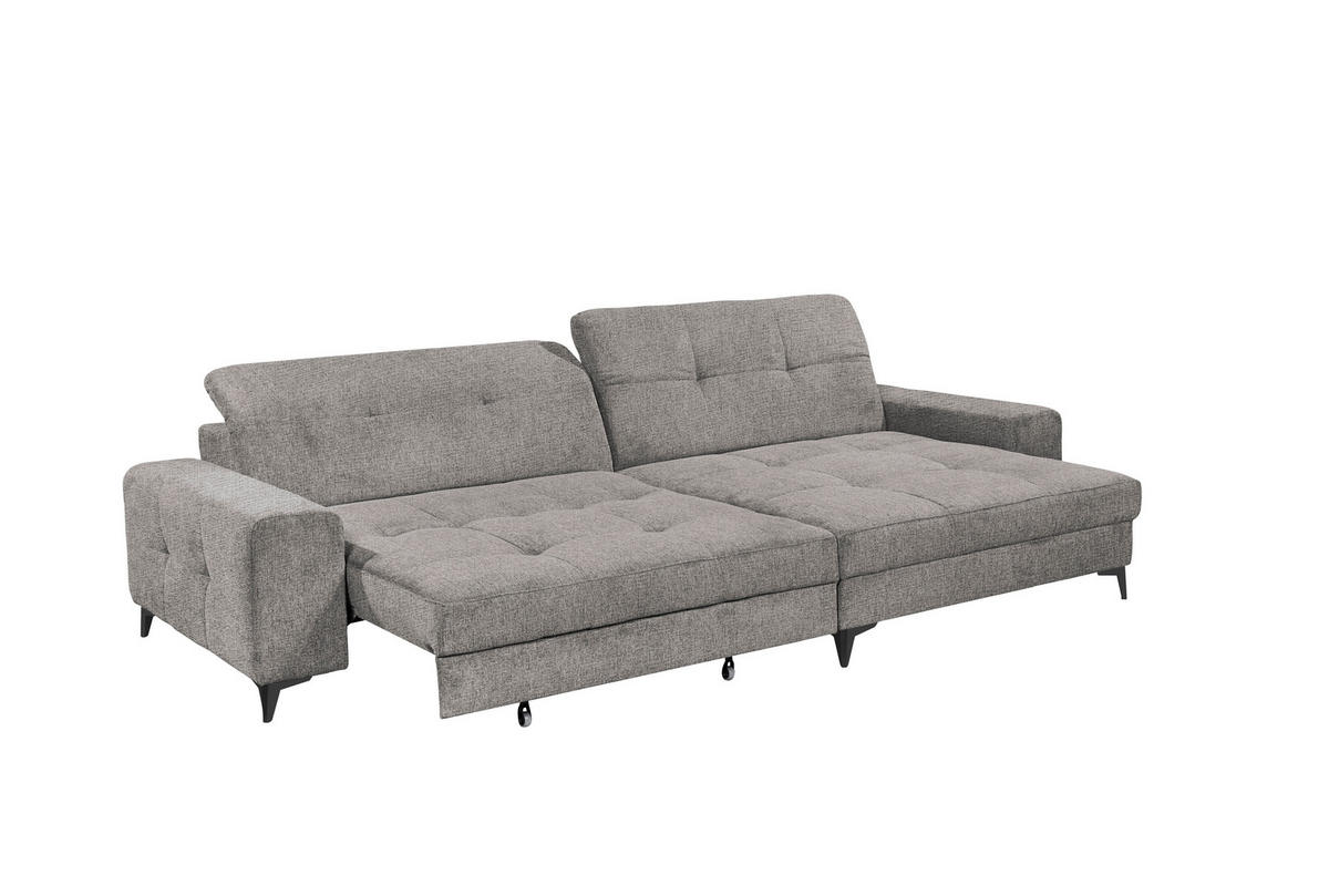 ECKSOFA SORELLA Grau Chenille Kopfteilverstellung, Sitztiefenverstellung  - Schwarz/Grau, Design, Kunststoff/Textil (328/182cm) - MID.YOU