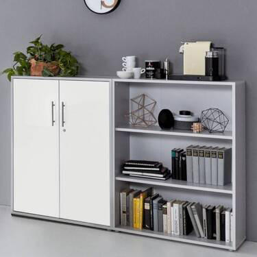 AKTENSCHRANK Grau, Weiß  - Weiß/Grau, MODERN, Holzwerkstoff (168,8/113,6/33cm) - MID.YOU