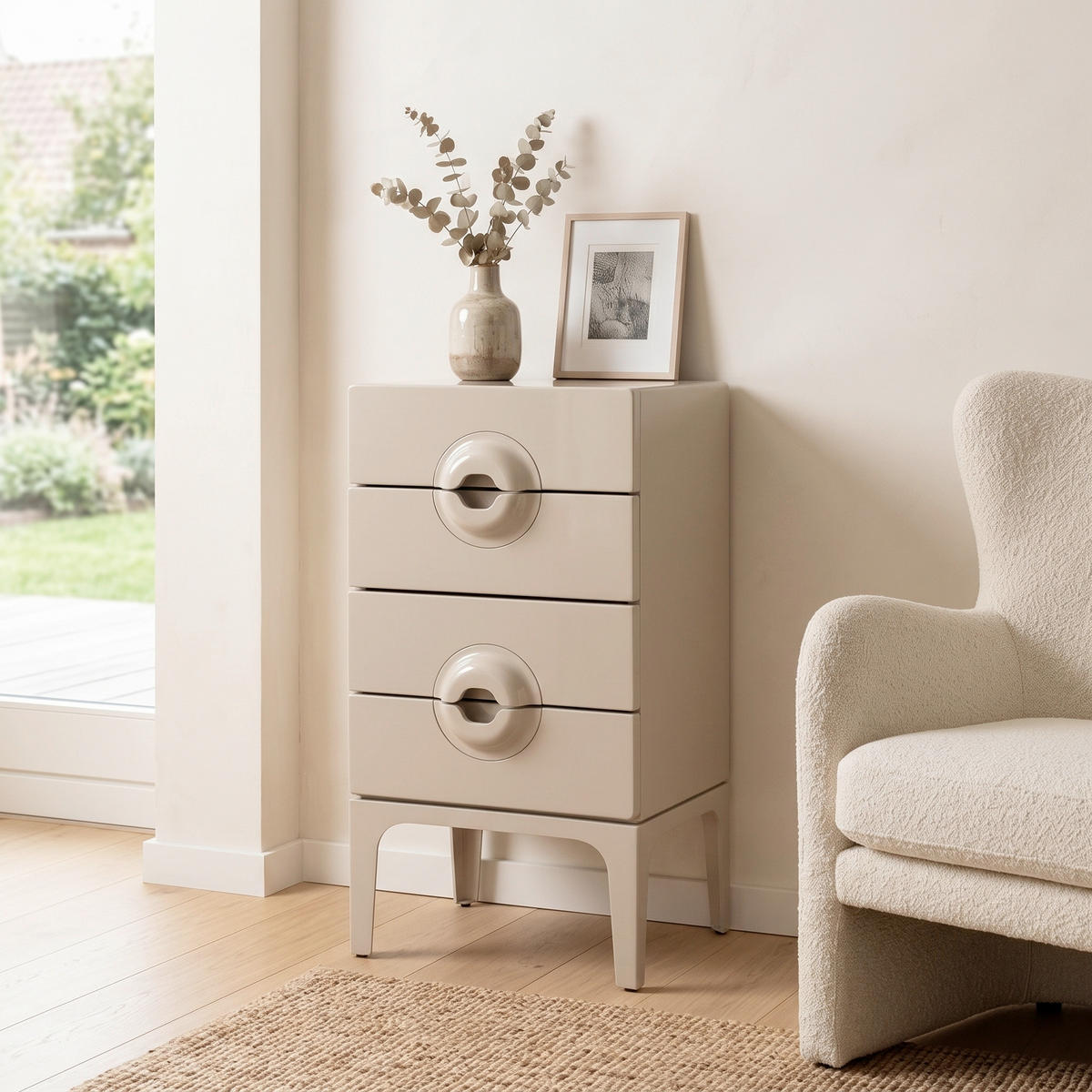 KOMMODE Merge, 44/89/45 cm, 4 Schublade(n)  - Greige, Design, Holz (44/89/45cm) - Livetastic
