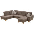 WOHNLANDSCHAFT in Mikrofaser Graubraun  - Wildeiche/Graubraun, KONVENTIONELL, Holz/Textil (243/343/185cm) - Voleo