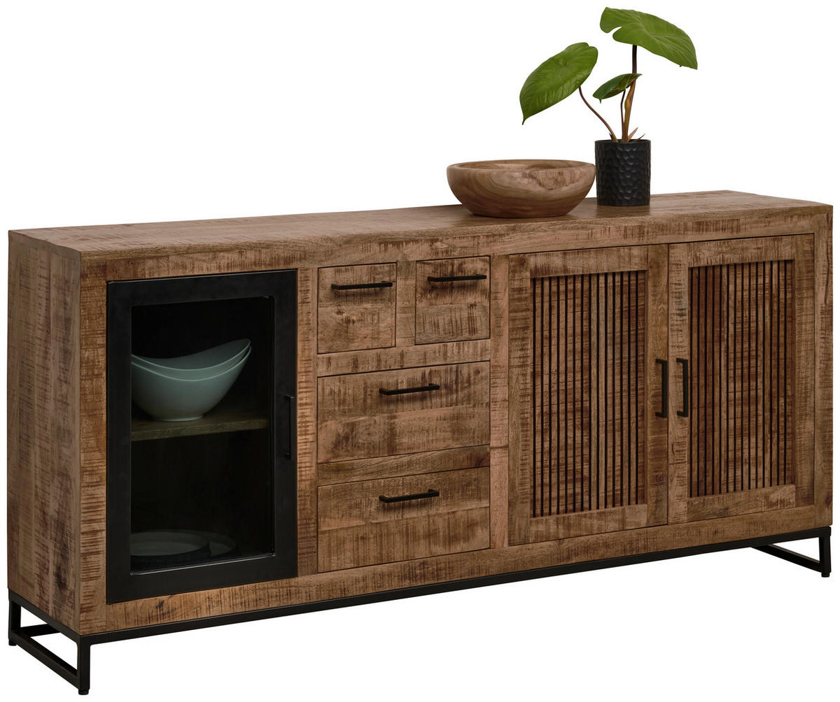SIDEBOARD 175/80/40 cm  - ljusbrun/svart, Design, metall/trä (175/80/40cm) - Landscape
