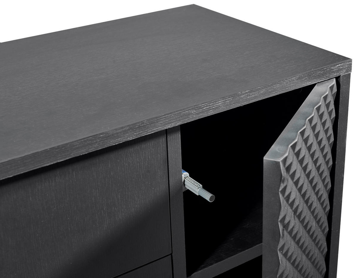 MIDISCHRANK 60/106/32 cm  - Schwarz, MODERN, Holzwerkstoff/Metall (60/106/32cm) - MID.YOU