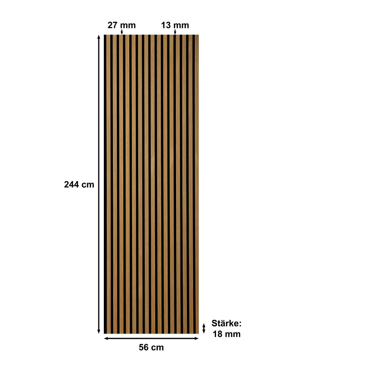AKUSTIKPANEEL Echtholz Eiche geölt Sonido Elements  - Eichefarben, Basics, Holz/Holzwerkstoff (56/244/1.8cm) - Novel