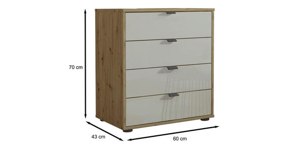 KOMMODE 60/70/43 cm  - Schieferfarben/Eiche Bianco, KONVENTIONELL, Glas/Holzwerkstoff (60/70/43cm) - Dieter Knoll