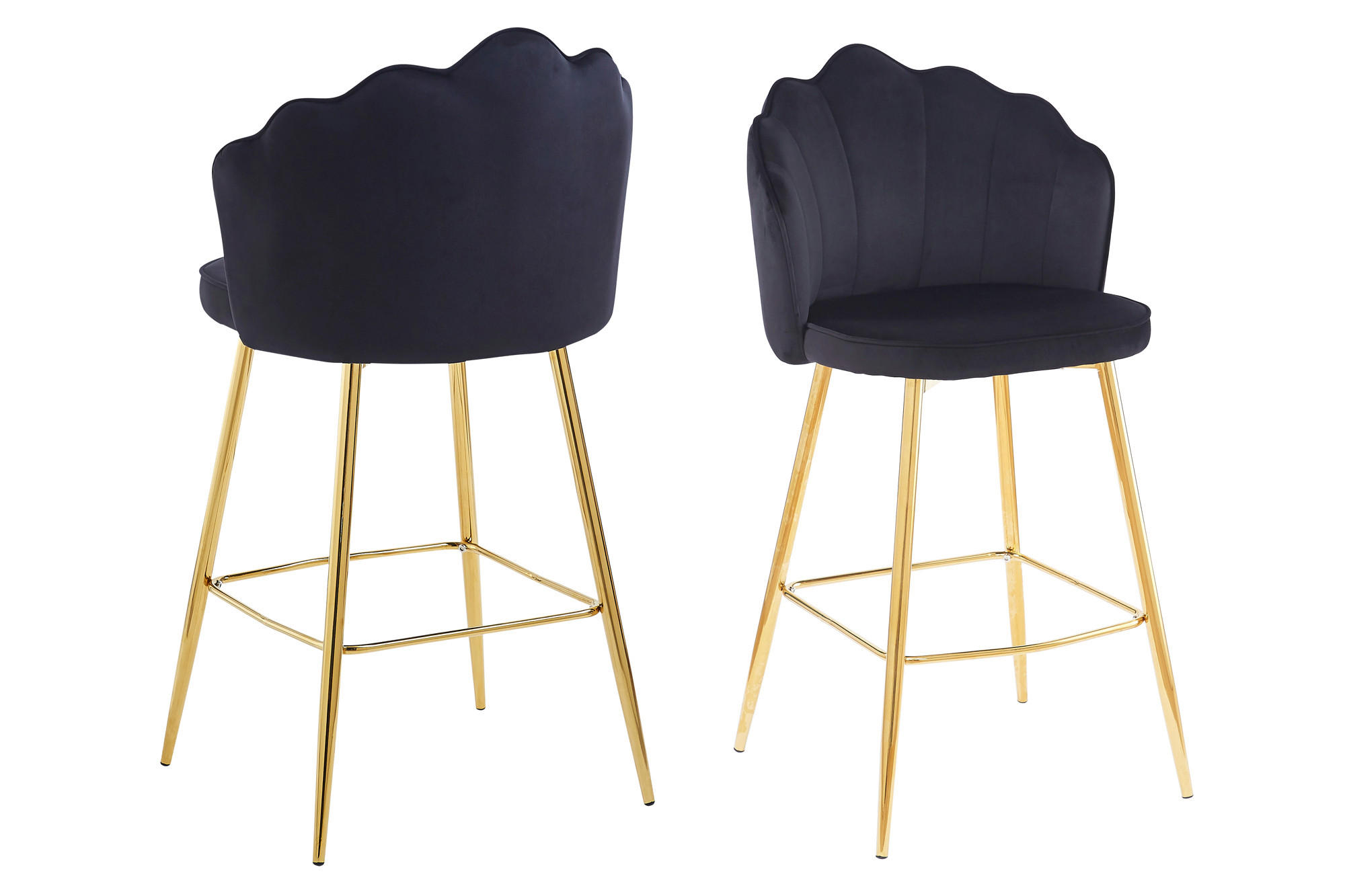 BARHOCKER-SET Samt Schwarz  - Goldfarben/Schwarz, MODERN, Textil/Metall (52/100/54cm) - Livetastic