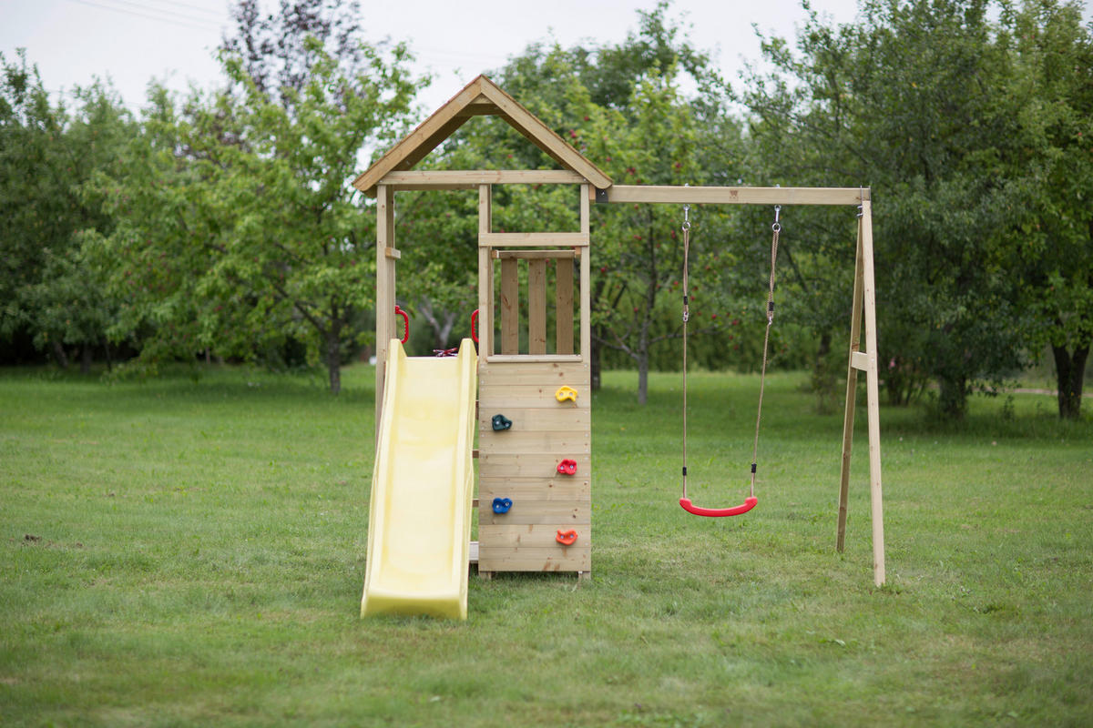 SPIELTURM 270/270/280 cm  - Gelb/Naturfarben, KONVENTIONELL, Holz (270/270/280cm)