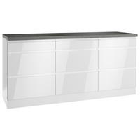 KÜCHENUNTERSCHRANK 180/86/60 cm  in Grau, Weiß, Weiß Hochglanz  - Weiß Hochglanz/Weiß, LIFESTYLE, Holzwerkstoff (180/86/60cm) - Held