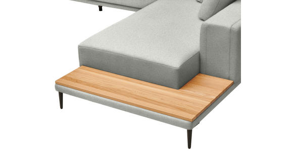 ECKSOFA  in Leinwand Hellgrau  318/271 cm  - Hellgrau/Schwarz, Design, Textil/Metall (318/271cm) - Belluti