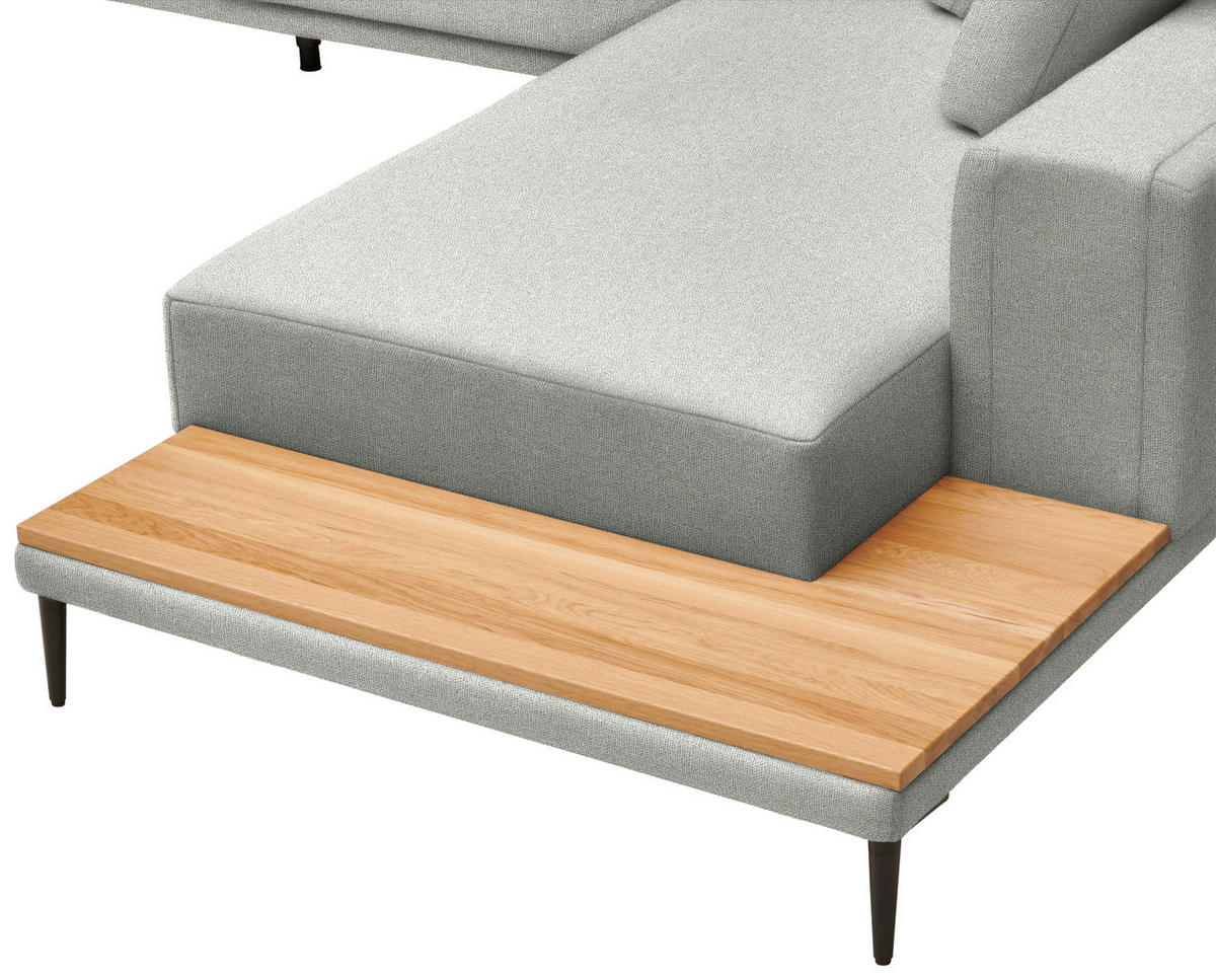 ECKSOFA Leinwand Hellgrau  - Hellgrau/Schwarz, Design, Textil/Metall (318/271cm) - Belluti