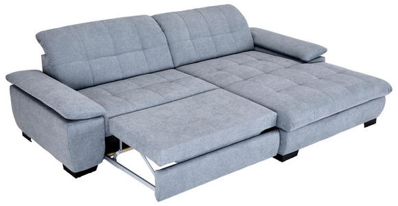 ECKSOFA  in Webstoff Blaugrau Rücken echt, Kopfteilverstellung  265/180 cm  - Blaugrau/Schwarz, Design, Textil/Metall (265/180cm) - Carryhome