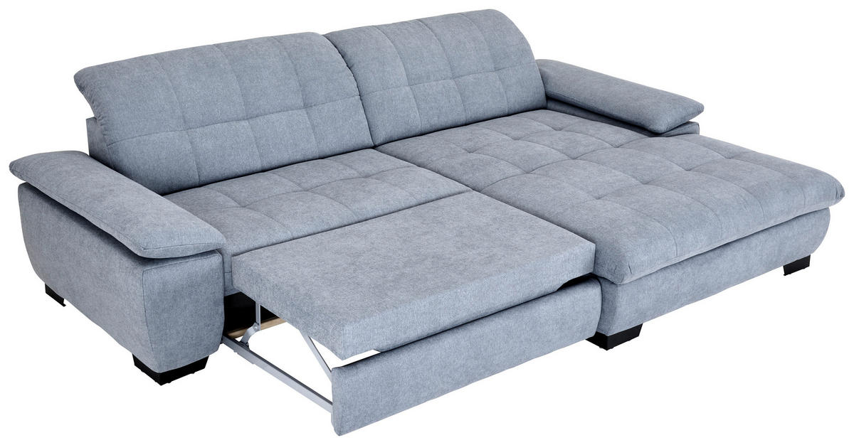 ECKSOFA in Webstoff Blaugrau  - Blaugrau/Schwarz, Design, Textil/Metall (265/180cm) - Carryhome