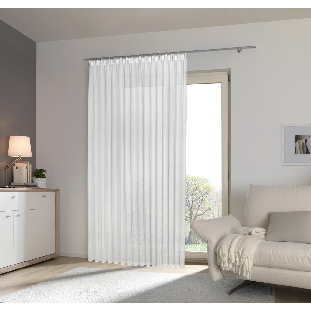 Thumbnail - Esposa Fertigstore Leonie, Weiß, Textil, Uni, 450x245 cm, für Stange und Schiene geeignet, Wohntextilien, Gardinen & Vor...