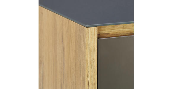 SCHUHSCHRANK 99,7/113,7/28 cm - Eichefarben/Anthrazit, Design, Glas/Holzwerkstoff (99,7/113,7/28cm) - Voleo