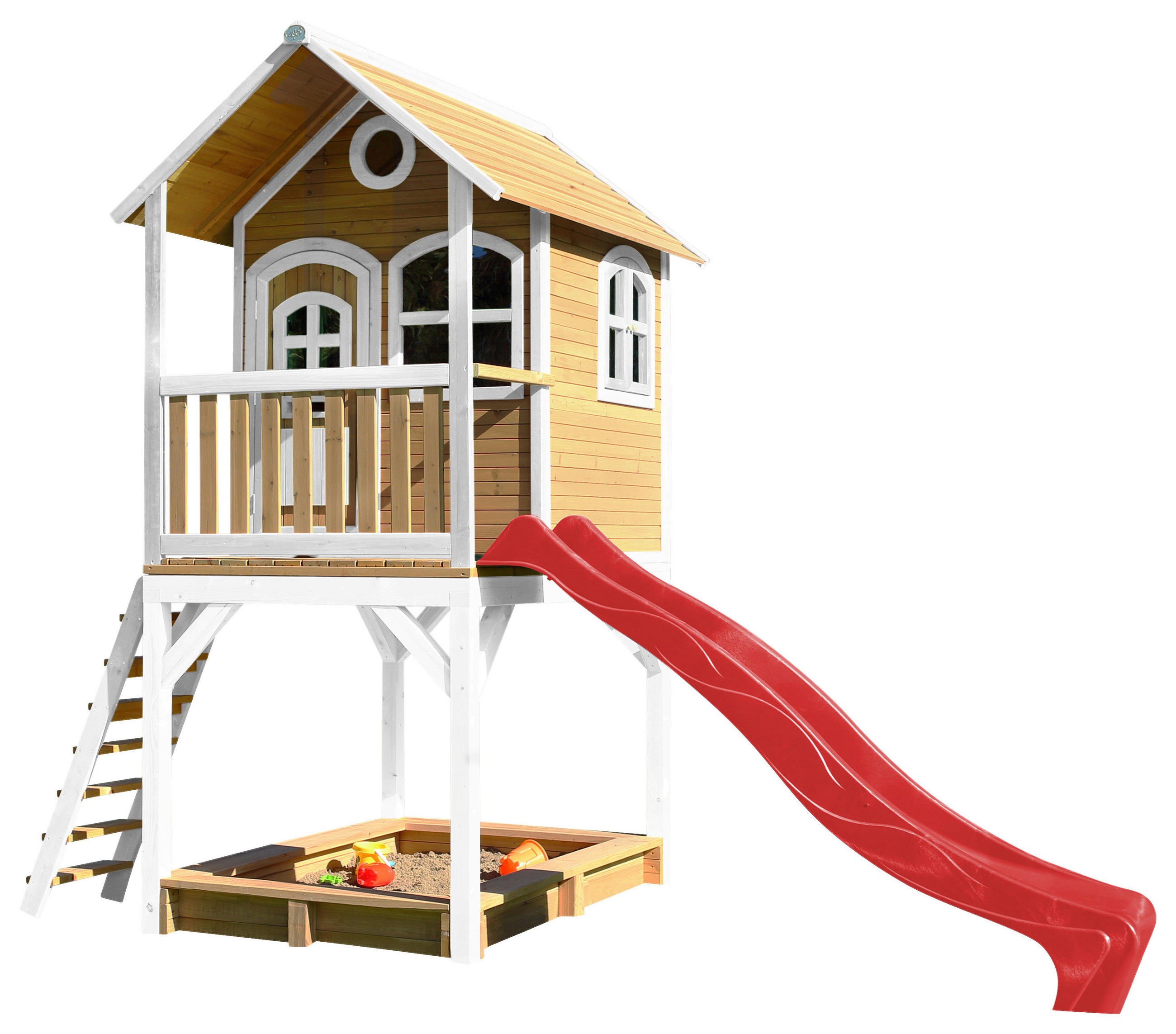 SPIELTURM  - Rot/Weiß, KONVENTIONELL, Holz/Kunststoff (370/291/191cm) - Ambia Garden