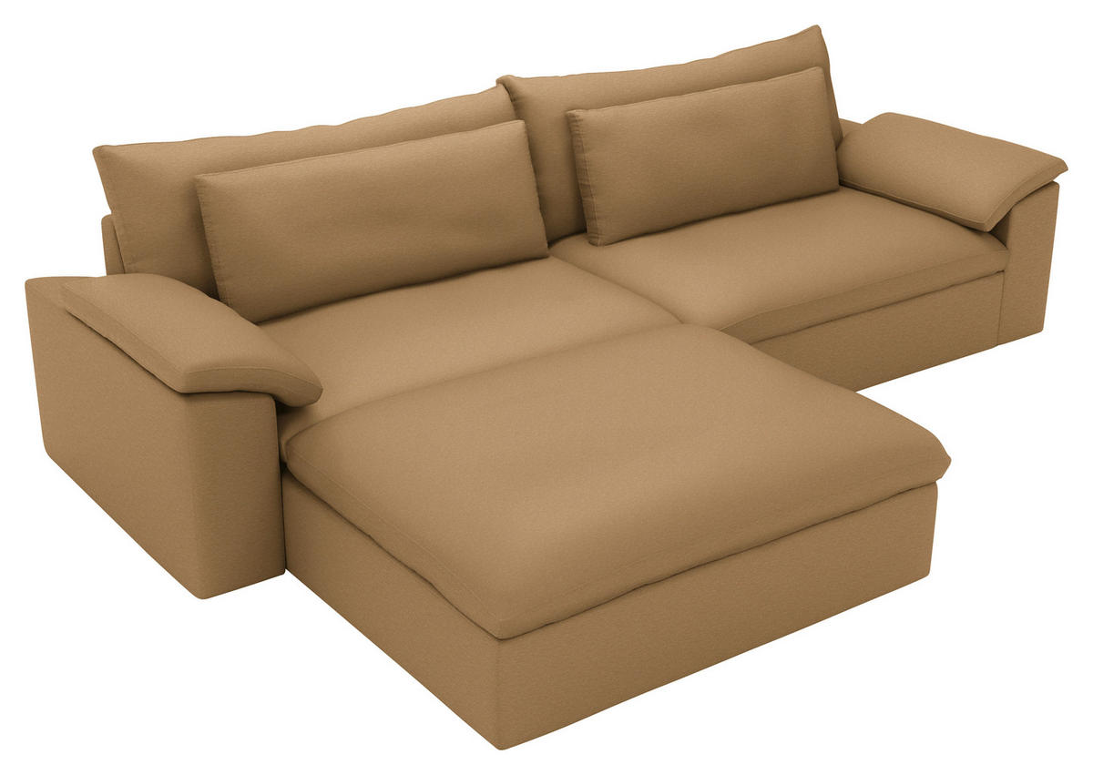 ECKSOFA  Chenille Cognac  - Cognac/Schwarz, Modern, Kunststoff/Textil (198/306cm) - Carryhome