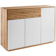 KOMMODE Riva, 119/84/37 cm, 1 Schublade(n)  - Wildeiche/Weiß, MODERN, Glas/Holz (119/84/37cm) - Linea Natura