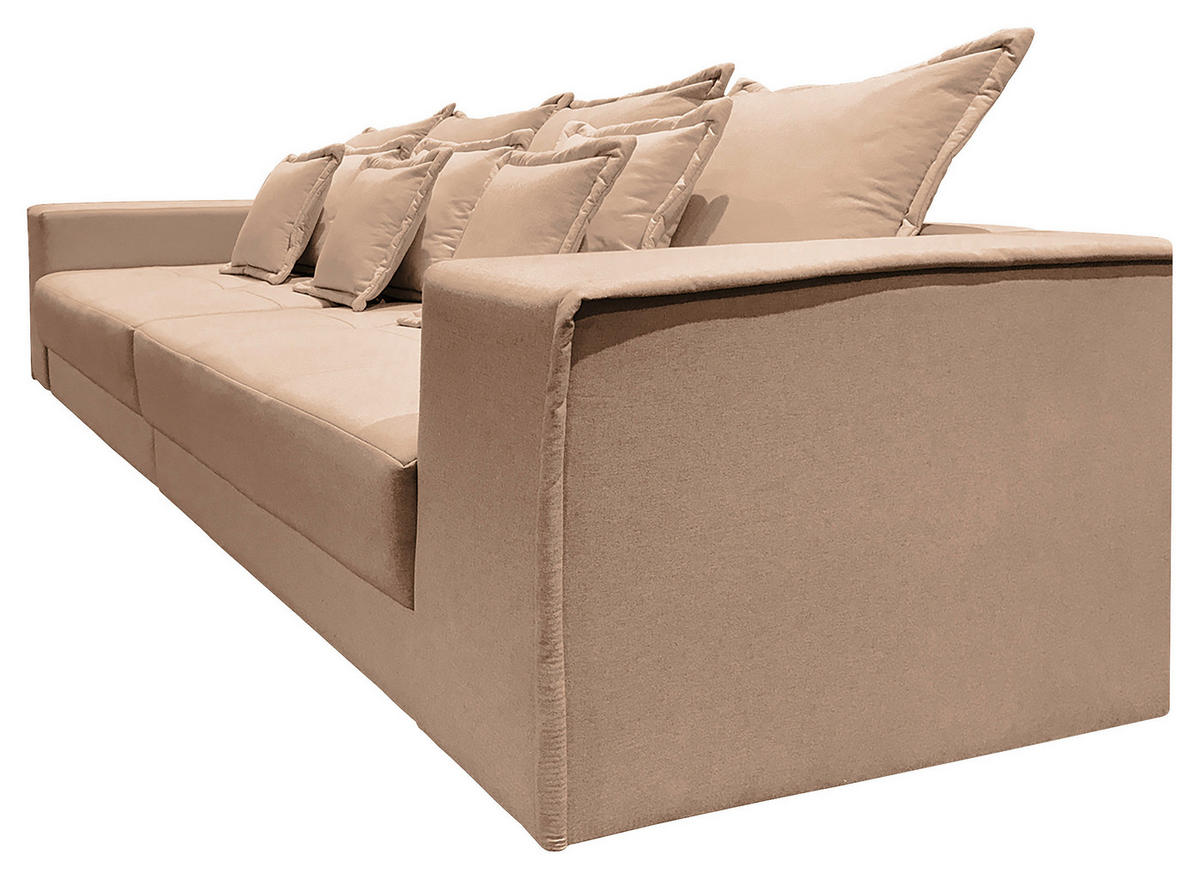 BIGSOFA Pescara in Textilgeflecht Cappuccino  - Schwarz/Hellblau, Design, Kunststoff/Textil (289/85/110cm) - Livetastic