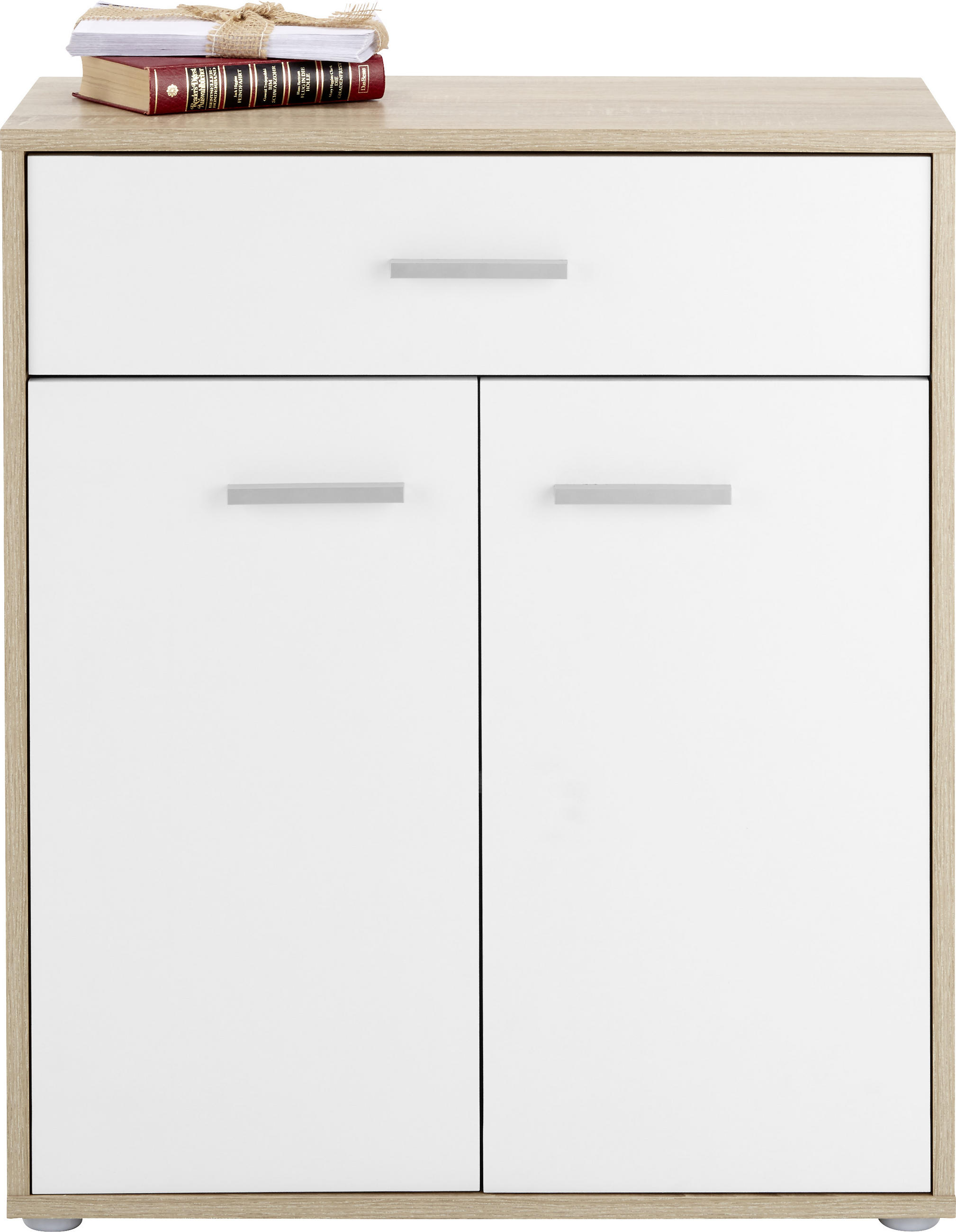 KOMODA 68/80/34 cm bijela, boje hrasta - bijela/boje hrasta, Moderno, drvni materijal/plastika (68/80/34cm) - Best Price