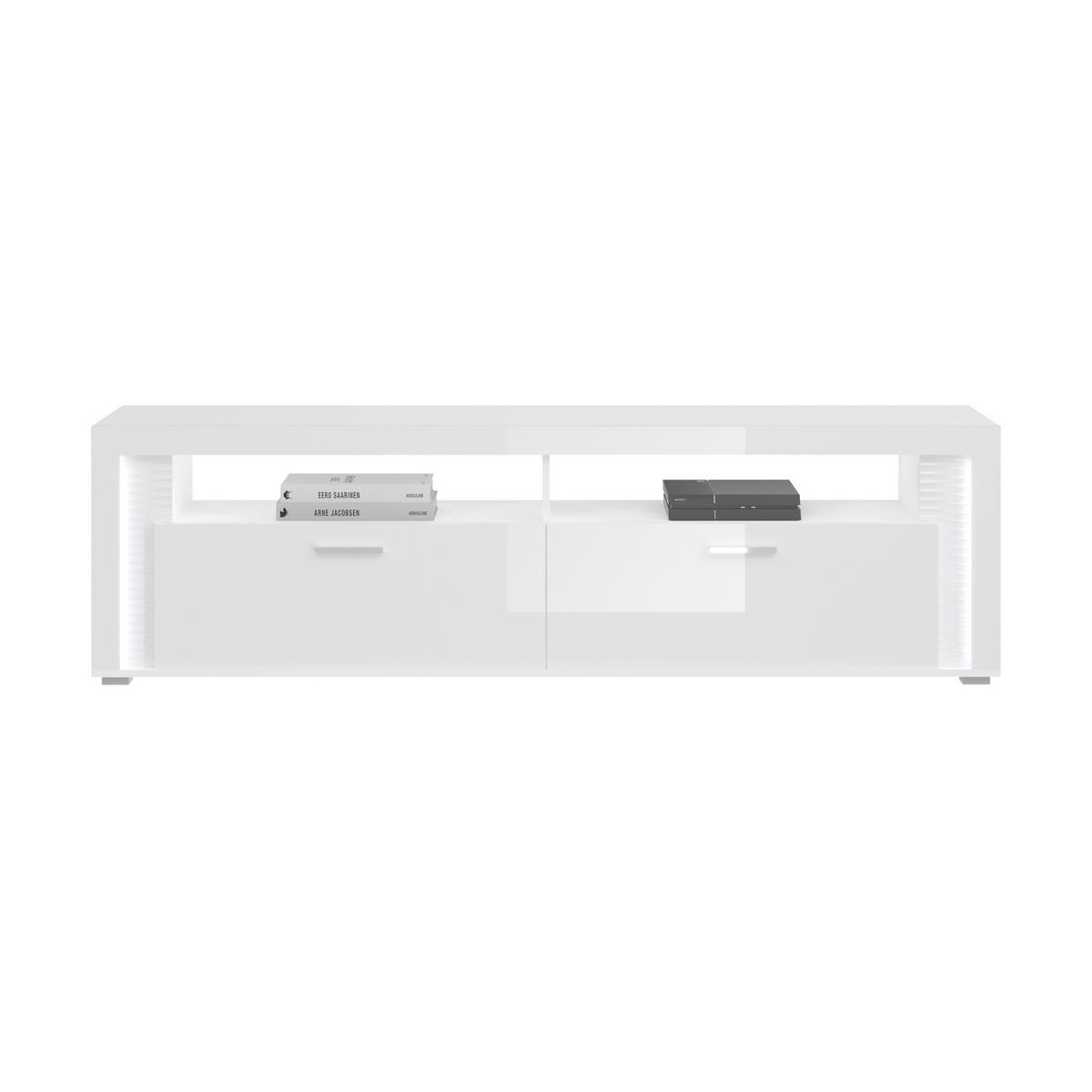 OBÝVACÍ STĚNA, vysoce lesklá bílá - barvy stříbra/vysoce lesklá bílá, Design, kompozitní dřevo/plast (351/202/46cm) - MID.YOU