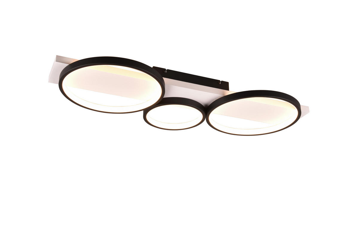 LED-DECKENLEUCHTE - Schwarz/Weiß, Design, Holz/Metall (80/8/34,5cm) - Trio Leuchten