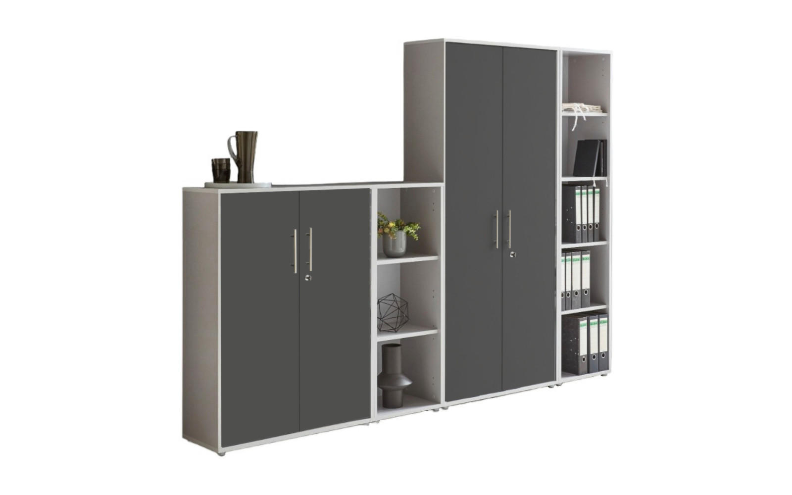 AKTENSCHRANK Anthrazit, Hellgrau  - Anthrazit/Hellgrau, MODERN, Holzwerkstoff (128,5/185,6/33cm) - MID.YOU