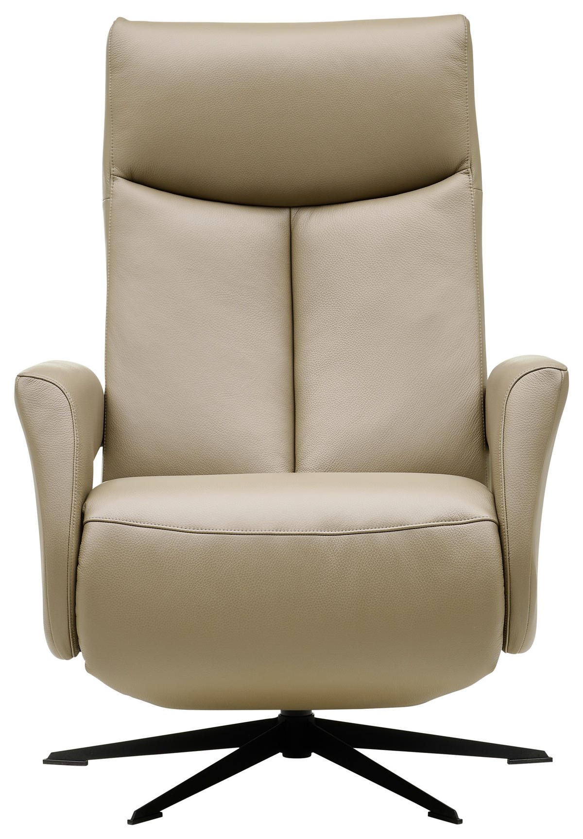 RELAXSESSEL Echtleder Relaxfunktion    - Beige/Schwarz, Design, Leder/Metall (74/105/82cm) - Welnova