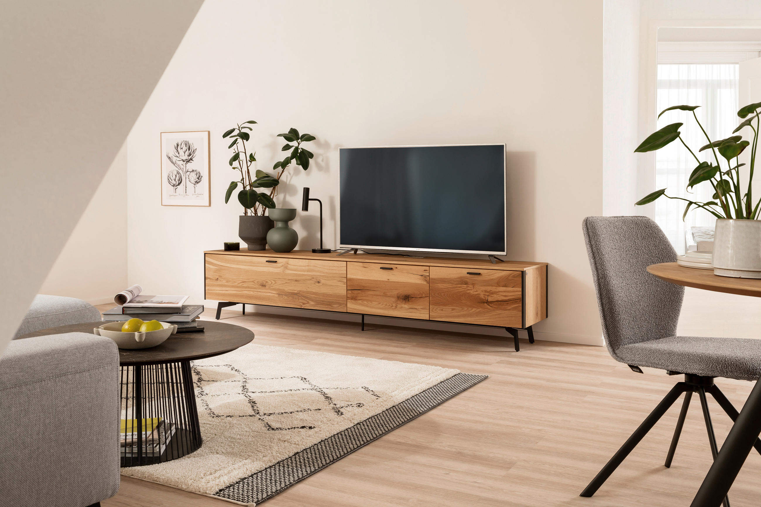 LOWBOARD Anthrazit, Eichefarben  242/53,5/53 cm  - Eichefarben/Anthrazit, Design, Holz/Metall (242/53,5/53cm) - Schöner Wohnen
