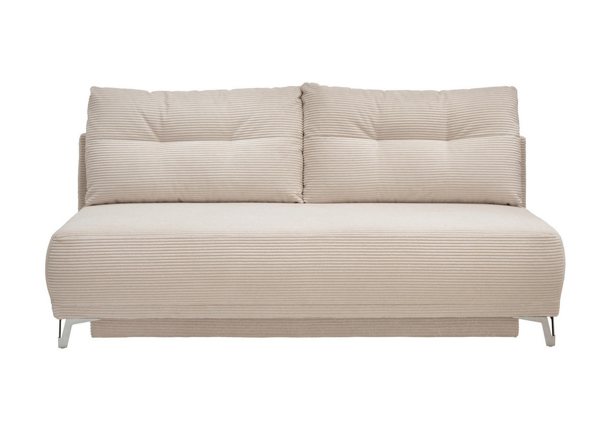 SCHLAFSOFA in Cord Beige  - Chromfarben/Beige, Modern, Textil/Metall (198/90/100cm) - Livetastic