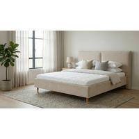 POLSTERBETT 160/200 cm,  in Beige,  - Eichefarben/Beige, MODERN, Holz/Textil (160/200cm) - Livetastic