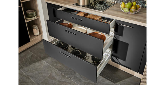 ECKKÜCHE  in Schwarz, Tannenholzfarben  - Tannenholzfarben/Schwarz, Design, Holzwerkstoff/Metall (121,6/280/150cm) - Xora