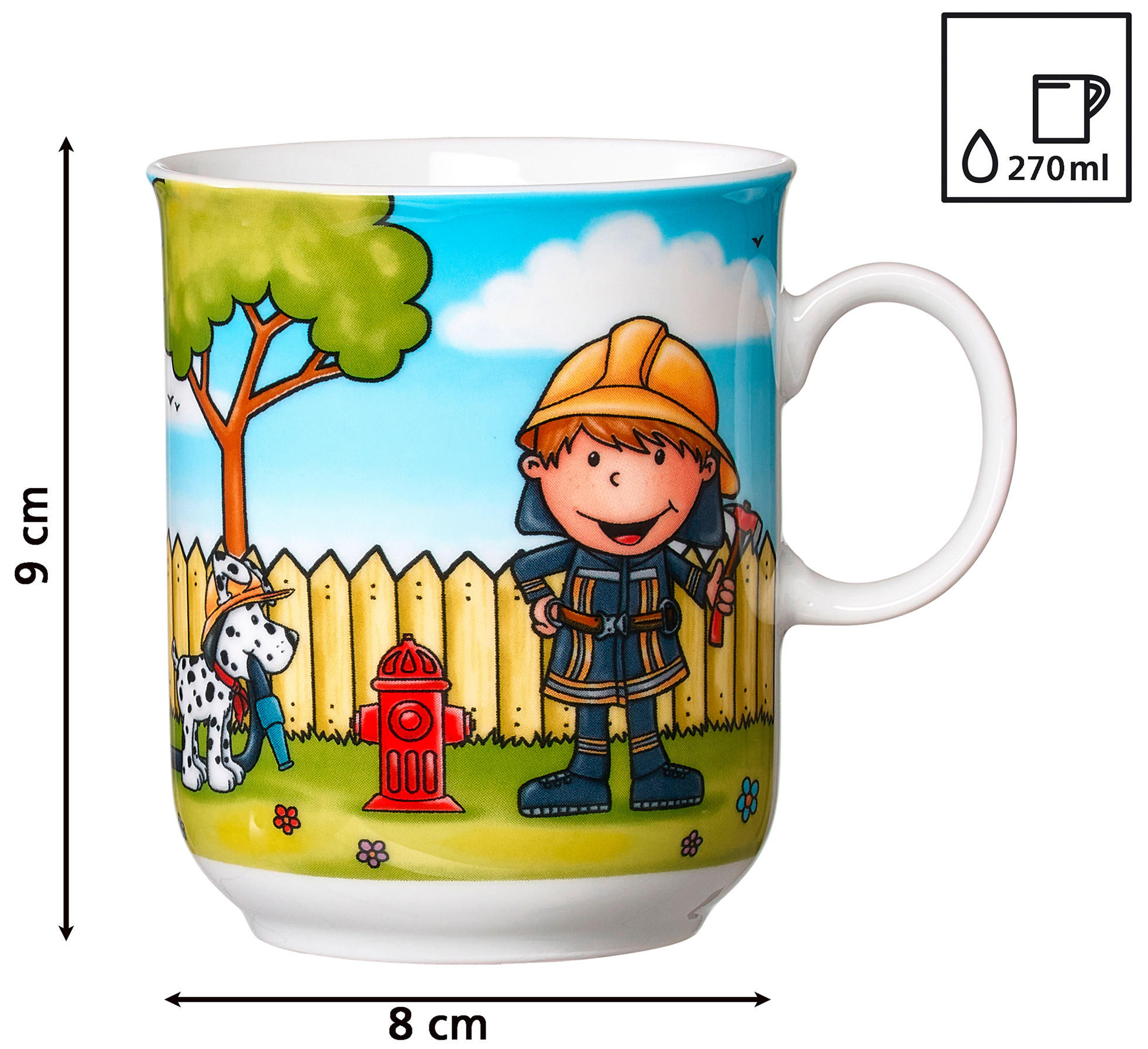 KINDERBECHER Feuerwehrmann  - Multicolor, KONVENTIONELL, Keramik (11/8/9cm) - Ritzenhoff Breker