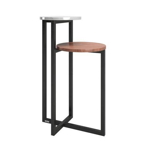 Beistelltisch Mit 2 Platten Cheryl, Nussfarb./Weiß/Schwarz