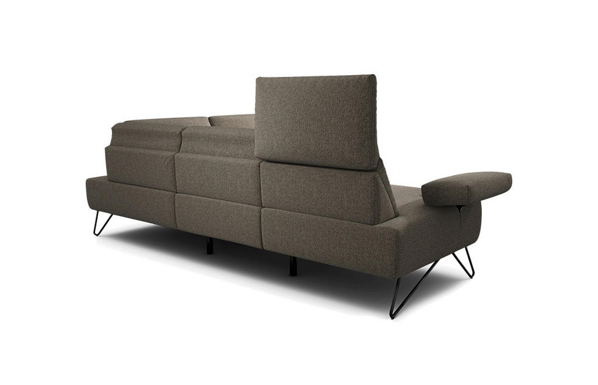 ECKSOFA in Chenille Braun  248-263/193 cm  - Schwarz/Braun, Design, Textil/Metall (248-263/193cm) - SENSOO