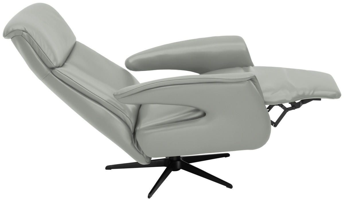 RELAXSESSEL in Leder Grau  - Schwarz/Grau, Design, Leder/Metall (78/106/88cm) - Welnova