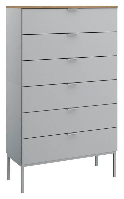 KOMMODE 80/138/42 cm  in Grau, Eichefarben  - Eichefarben/Alufarben, Trend, Holzwerkstoff/Kunststoff (80/138/42cm) - Stylife