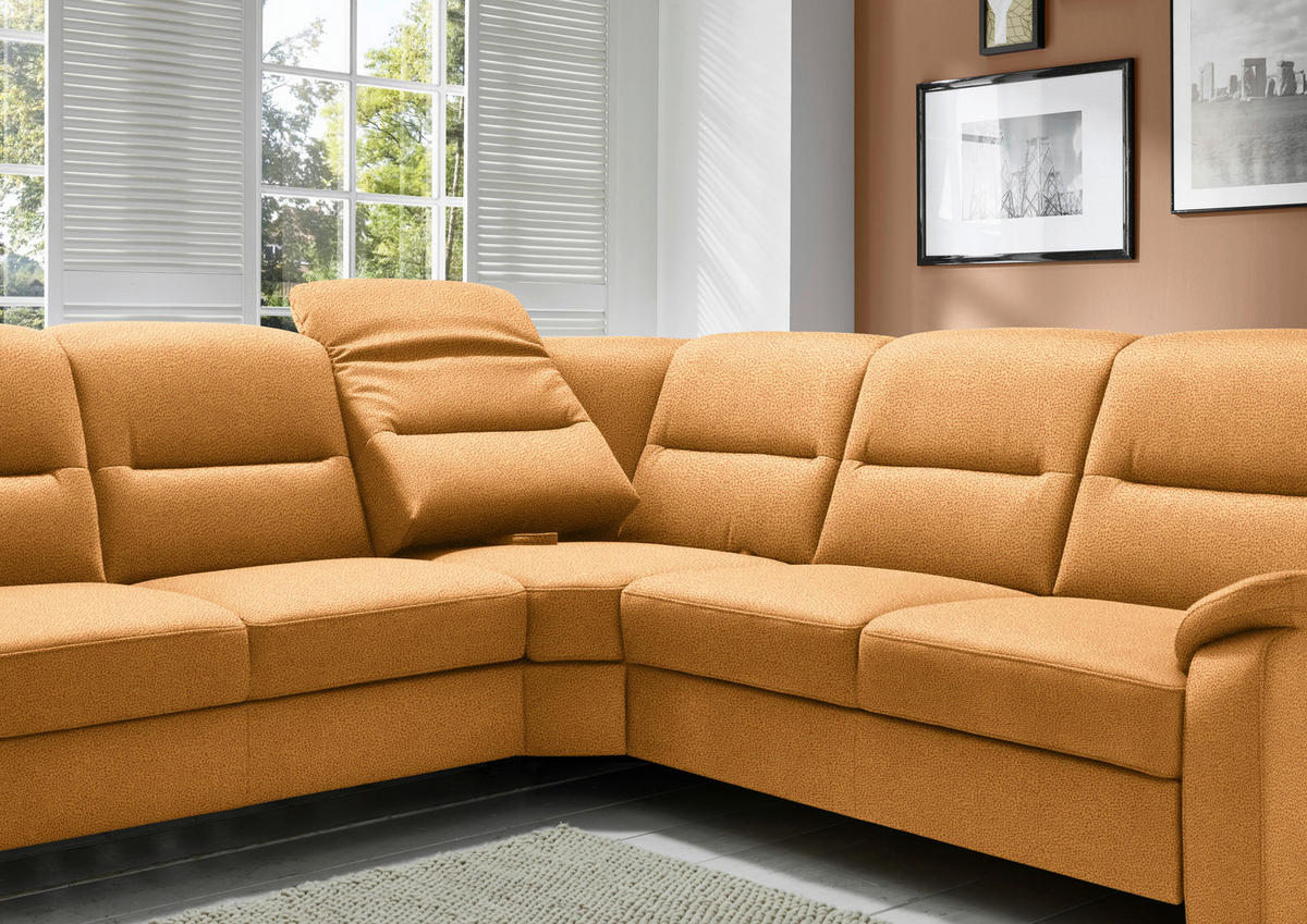 ECKSOFA in Mikrofaser Gelb  - Gelb/Schwarz, Konventionell, Holz/Textil (303/245cm) - Beldomo Comfort