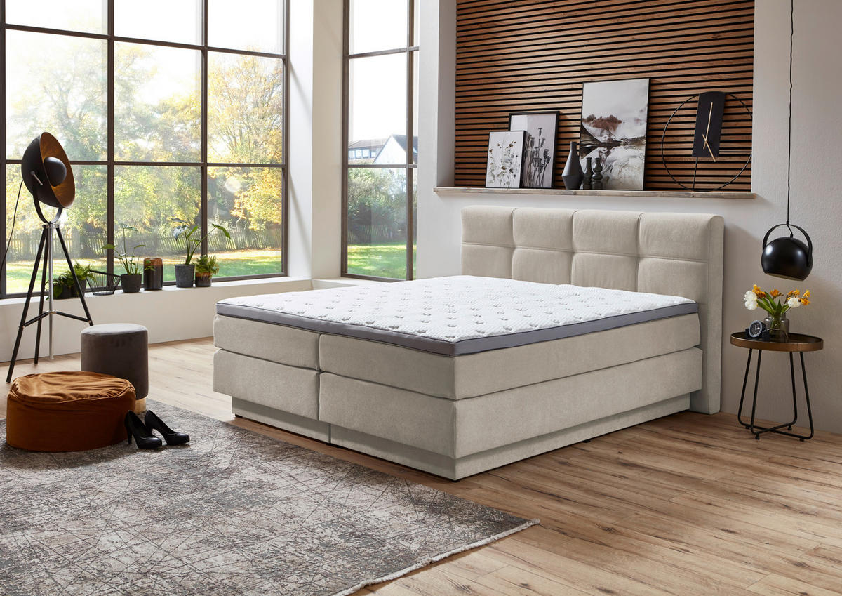BOXSPRINGBETT 180/200 cm  Naturfarben  - Schwarz/Naturfarben, Konventionell, Kunststoff/Textil (180/200cm) - Carryhome