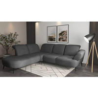 ECKSOFA Mikrofaser Dunkelgrau  - Dunkelgrau/Schwarz, Modern, Textil/Metall (270/302cm) - Sit & More