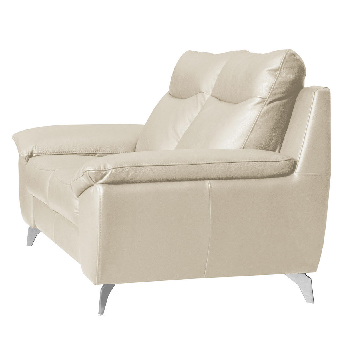 2,5-SITZER 216/95/96 cm PERLE in Echtleder Creme   - Chromfarben/Creme, Design, Leder/Metall (216/95/96cm) - Livetastic