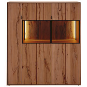 HIGHBOARD Buche massiv gebürstet, gewachst, lackiert, matt Anthrazit, Buchefarben - Anthrazit/Buchefarben, Design, Glas/Holz (122,5/138,5/39cm) - Valnatura