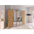 DREHTÜRENSCHRANK 251/197/60 cm 5-türig Eichefarben  - Eichefarben/Silberfarben, Design, Glas/Holzwerkstoff (251/197/60cm) - Novel