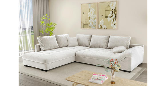 ECKSOFA Naturfarben Cord Zierkissen, Rückenkissen, Rücken echt  - Schwarz/Naturfarben, KONVENTIONELL, Holz/Textil (202/298cm) - Carryhome