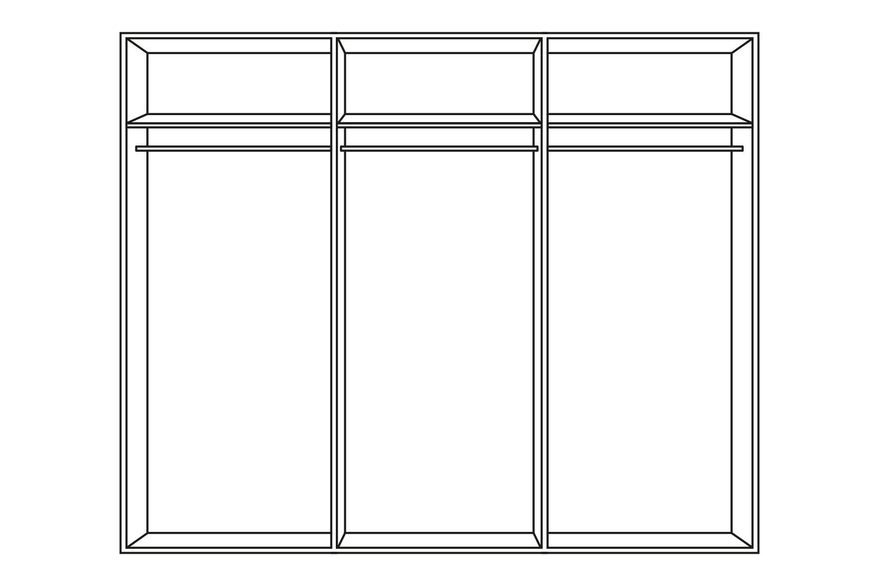 SCHWEBETÜRENSCHRANK 300/216/68 cm 3-türig - Dunkelgrau/Schwarz, KONVENTIONELL, Glas/Holzwerkstoff (300/216/68cm) - Hom`in